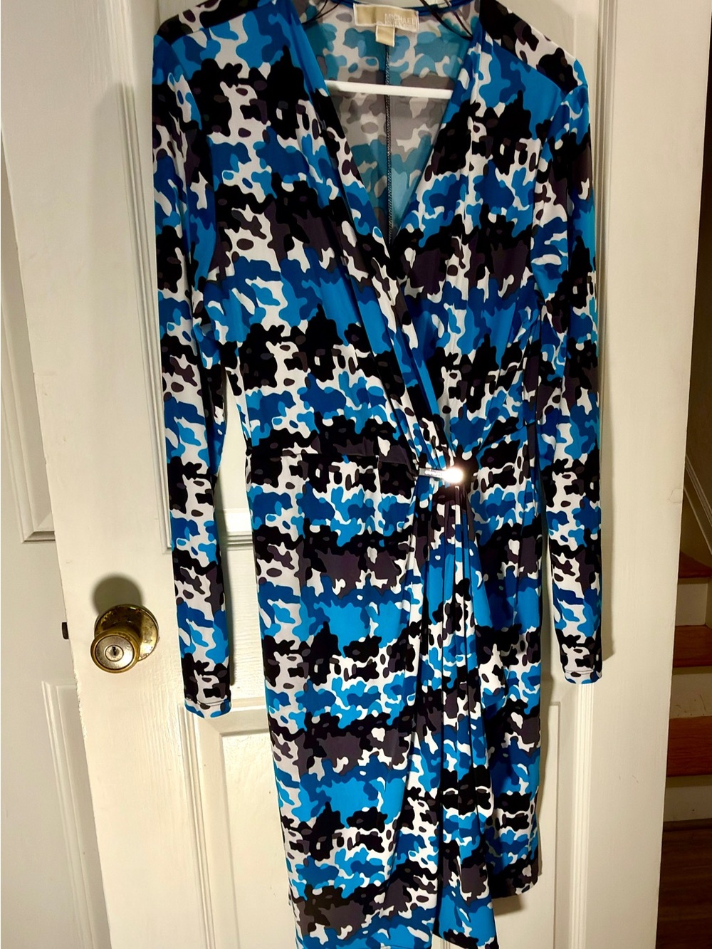 Michael Kors (new w/o tags) Blue Camo Faux Wrap Dress